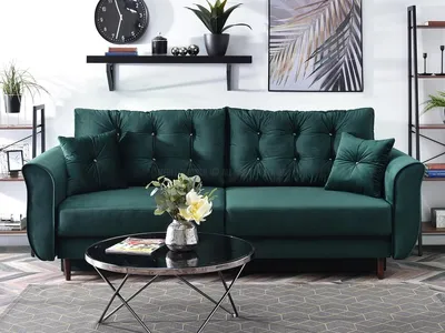 Produktbild von Sofa mit Stauraum PLAMEDI - grün / walnuss