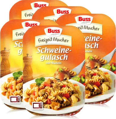 Produktbild von Buss Freizeitmacher Schweinegulasch mit Nudeln 300g - Fertiggericht (5er Pack)