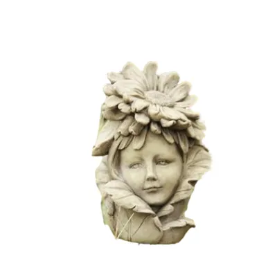 Immagine prodotto di Testa di bambino in fiore da attaccare perfetta per il giardino o l'interno, in resina di alta qualità, nuova, figura per il design del giardino 11-90012