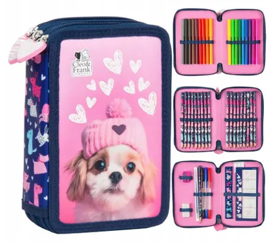 Produktbild von Dreiteiliges Federmäppchen mit Accessoires für Mädchen Cleo&frank 42 Dog, Derform
