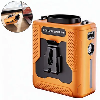 Produktbild von Unterhemd-Ventilator mit Stahlclip Silikonhülle, Taillen-Ventilator zum Anklemmen mit Umhängeband, 100 Geschwindigkeiten, Kühlgürtelventilator,6000mAh