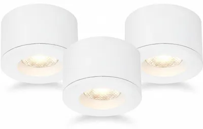 Produktbild von Malmbergs 3er Set Mini LED Spots MD-29 – Einbau & Aufbau, dimmbar, Weiß, IP44 (36 mm)