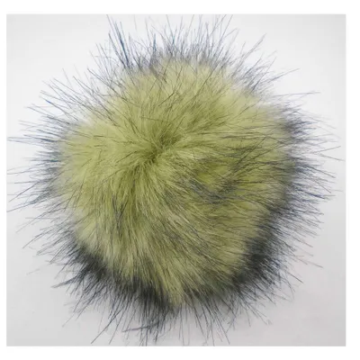 Produktbild von Pro Lana Kunstfell Pompon 12-14cm mit Druckknopf 010 olive