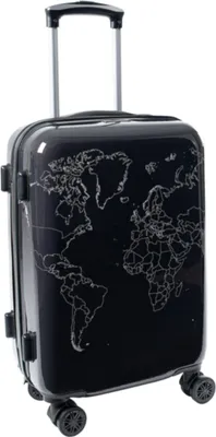 Produktbild von Handgepäck Reisekoffer Weltkarte Schwarz Hartschalentrolley Trolley Bowatex