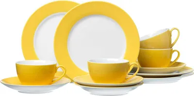 Immagine prodotto di Ritzenhoff & Breker DOPPIO Kaffeeservice 12-tlg., Geschirrset, Service, Rund, Porzellan, Gelb, 597011