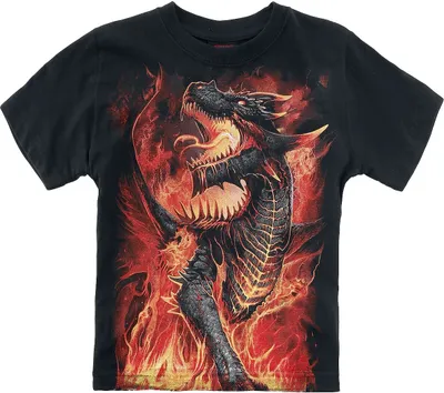 Produktbild von Spiral T-Shirt Herren Kids - Draconis schwarz Rockwear 100% Baumwolle 140/146