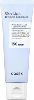 Produktbild von COSRX Ultra-Light Invisible Sunscreen SPF50 - 50 ml , hoher UVA- und UVB-Schutz, entwickelt für empfindliche Haut, mit Witch Hazel, chemischer UV-Filter