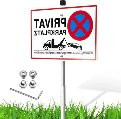 Immagine prodotto di Segnale per parcheggio in alluminio, 30 x 20 cm - Segnale di divieto di parcheggio, resistente ai raggi UV, impermeabile e antiruggine, con fori preforati