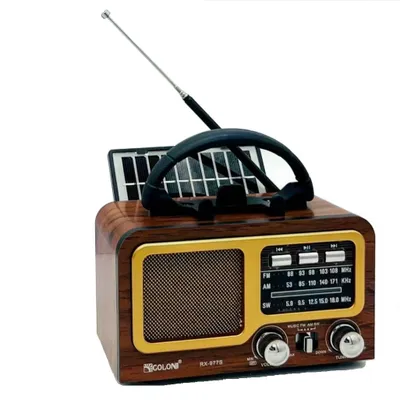 Image de Radio FM AM retro Vintage przenośne Bluetooth panel solar USB SD 1200 mAH