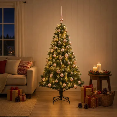Obrázek produktu pro Umělý vánoční stromek s ozdobami, výška 120 cm, 150 LED diod