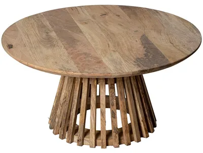 Beistelltisch aus Holz, natur, rund, 80x80x39 cm
