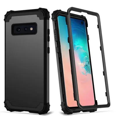 Immagine prodotto di Custodia Galaxy S10e, 3 in 1 Custodia ibrida rigida in PC TPU Silicone, Custodia protettiva antiurto per Samsung Galaxy S10e Nero