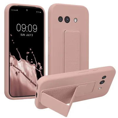 Produktbild von kwmobile Handyhülle für Google Pixel 9a Hülle - TPU Silikon Case mit Fingerhalter und Stand - Schutzhülle Cover in Altrosa
