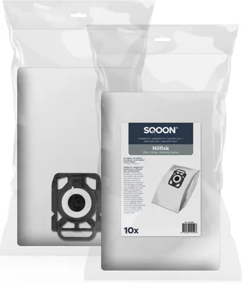 Produktbild von SQOON Staubsaugerbeutel Stück Geeignet für Nilfisk Elite/King/Extreme, Ersatz für Modell 107412688, Hochwertige Filterbeutel, Langlebig & Passgenau (10)