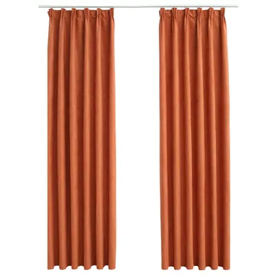 Image de vidaXL Rideaux occultants avec crochets 2 pcs. Marron rouille 140x245 cm