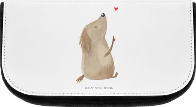 Produktbild von Mr. & Mrs. Panda Kosmetiktasche Hund Liebe - Weiß - Geschenk, Necessaire, Organizer, Hunde, Sprüche, Herz, schminkaufbewahrung, Make-up, Schminktasche, Kulturbeutel