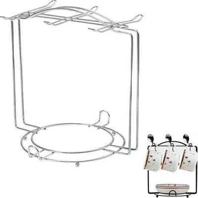 Produktbild von Famanu Kaffeebecherhalter für 6 Tassen - Edelstahl Kaffeeständer mit Löffelsets