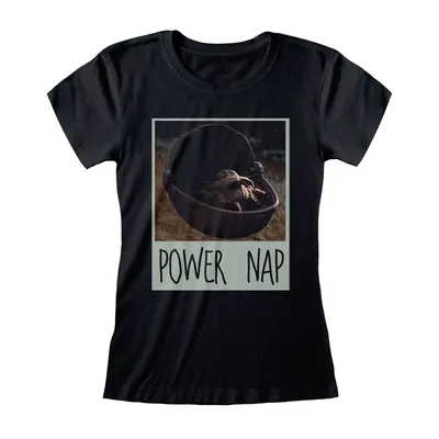 Produktbild von Star Wars: Mandalorian - Power Nap Womens Black Fitted T-Shirt - Größe M