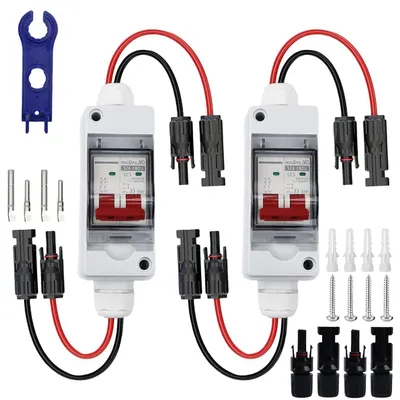 Productafbeelding van DC Scheidingsschakelaar - PV Zekeringsautomaat - Zonne-installatie Beveiligen - IP65 Waterdicht - 32A DC 500V - Grijs