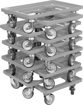Produktbild von 10 x Stück Transportroller für Kisten 600x400 mm 4 Lenkrollen Grau