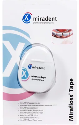 Zdjęcie produktu dla Nić dentystyczna Miradent Mirafloss Tape pokryta teflonem. 20 m