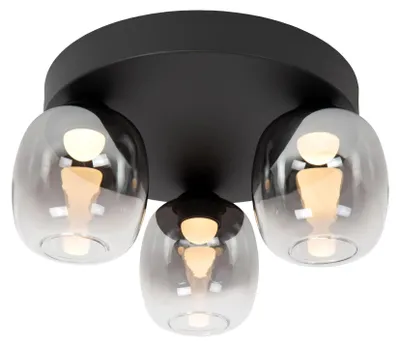 Image de TAMINO - Plafonnier encastré - LED, variateur intégré. - 3 x 5,6W, 3000K - noir