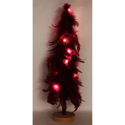Produktbild von Deko Tannenbaum aus Federn in pink mit rundem Standfuß H 50cm