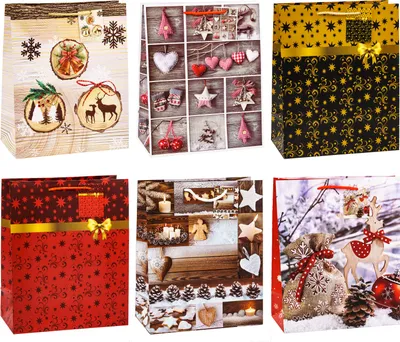 Produktbild von TSI 83319 Geschenktüten Weihnachten Serie 9, 12er Packung, Groß (HxBxT 32 x 26 x 13,5 cm)