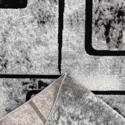 Image de Tapis gris Salon Motif géométrique abstrait chiné, Dimensions:200x280 cm