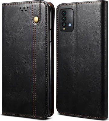 Produktbild von Redmi 9T Hülle, LaimTop Leder Flip Brieftasche Schutzhülle für Xiaomi Redmi 9T / Redmi 9 Power Schwarz