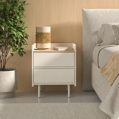 Obrázek produktu pro Noční stolek Vicco Velina Krémová 48 x 58 cm se 2 zásuvkami, Model 56423