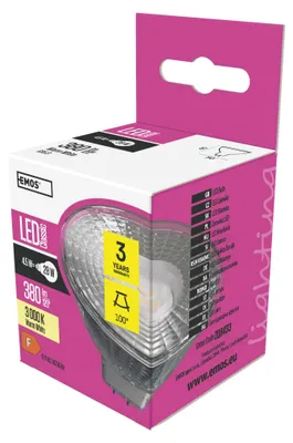 LED žárovka Classic MR16 / GU5,3 / 4,5 W (28 W) / 380 lm / teplá bílá