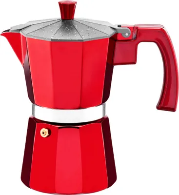 Produktbild von Mokkakocher Espressokocher Kaffeekocher Kaffeezubereiter Aluminium 300 ml ROT