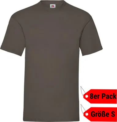 Productafbeelding van 8-delige verpakking Fruit of the Loom Valueweight T-shirts voor heren en dames, kleur: bruin, maat: S
