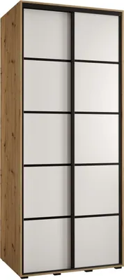 Produktbild von MEBLE KRYSPOL Cannes 4 Schrank mit 2 Schiebetüren - 205,2x110x60 cm - Artisan Weiß Schwarz