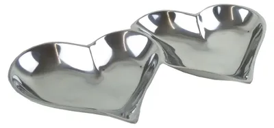 Produktbild von Doppelschale Herzen 35x22x3cm Aluminium poliert Schale Dekoschale Herzschale