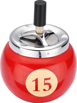 Produktbild von DREHASCHENBECHER Pool Ball Ø10cm Billard Kugel Aschenbecher Windaschenbecher Drehascher Ascher 80 (Rot - 15)