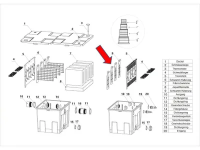 Produktbild von Ersatzteil 'Filterschwamm Druckhalter' PART 9 - Kammerfilter CBF-350