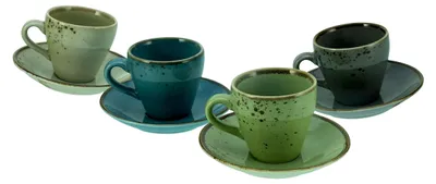 Produktbild von Nature Collection, 8-teiliges Geschirrset, Espresso Set aus Steinzeug, spülmaschinen- und mikrowellengeeignet