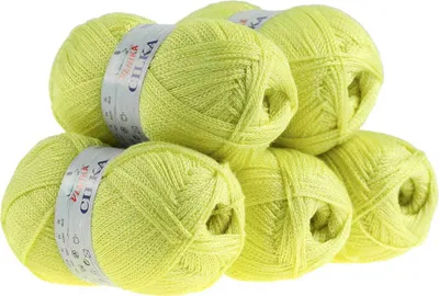 500g Strickgarn CILKA by VLNIKA Klassikgarn Strickwolle mit Schimmereffekt, limette