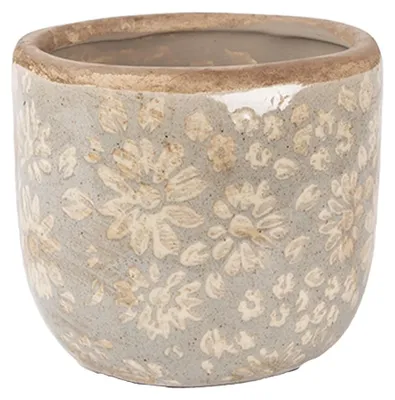 Imagen del producto de Macetas Clayre & Eef, diámetro 10 cm, altura 9 cm, color gris, de cerámica