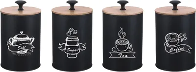 Produktbild von Stilvolles 4er-Set Vorratsgläser – Kaffee, Tee, Zucker & Salz