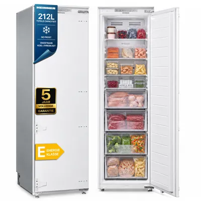 Productafbeelding van Heinner HFF-BIM212NFCE++ Inbouw Vrieskast 212 L, No Frost, Koelkast/Vriezer, Deuralarm, Wit