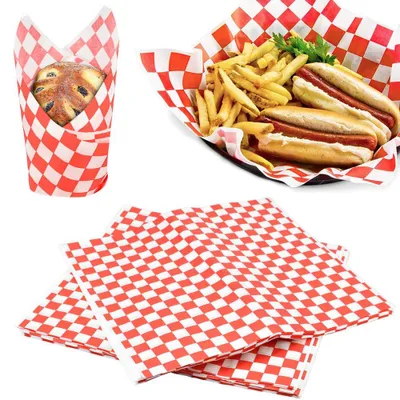 Productafbeelding van TRANKIELO® - 100 stuks voedsel wrap papier – vetbestendig inpakpapier voor hamburger, pizza, brood en vlees – 28 x 26 cm
