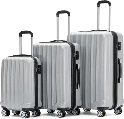 Produktbild von Famanu Reisekoffer Set 3-teilig mit doppelten Rollen - Silber