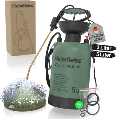 Produktbild von Heimfleiss Drucksprüher 5L – Gartenspritze, Sprühgerät mit Messinglanze, Unkrautspritze