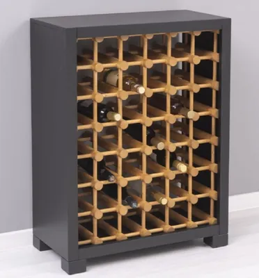 Produktbild von Casa Padrino Landhausstil Massivholz Weinschrank Schwarz / Naturfarben 68 x 35 x H. 68 cm - Massivholz Weinregal im Landhausstil - Massivholz Bar Möbel - Landhausstil Bar Möbel