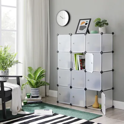 Produktbild von SONGMICS Regalsystem mit 12 Fächern, Schuhregal aus Kunststoff, Kleiderschrank