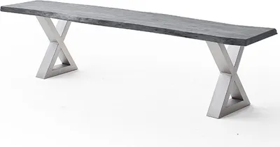 Produktbild von Esszimmer Sitzbank mit 160 cm Breite, Akazie massiv, grau sandgestrahlt - COSENZA-06