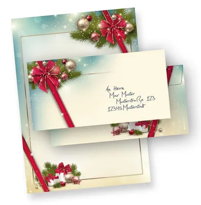 Produktbild von Briefpapier Weihnachten 100 Sets Rote Schleife Geschenkpapier Schrein